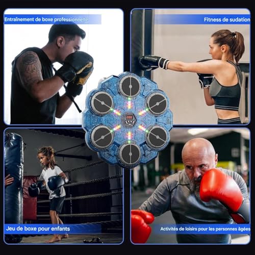 Machine de boxe musicale interactive avec éclairage LED et 9 vitesses
