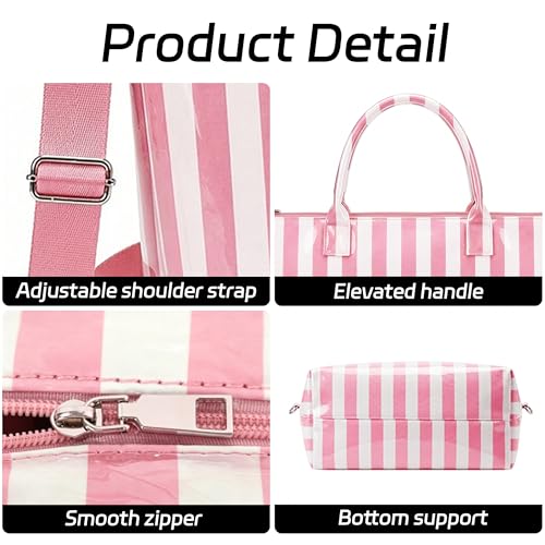 Image of GISMTR Large PVC Tote Bag for Women Letters Print Handbags Kraft Paper Shoulder Bag for Work Travel