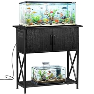 ZENY 20-29 Gallon Fish Tank Stand with Cabinet for Fish Tank Accessories Storage, Metal Double Aquarium Stand, 30.71”L x 12.6”W Tabletop, 330LBS Capacity
