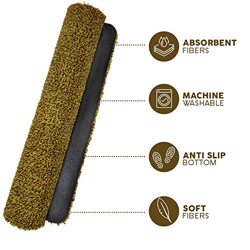Kaluns Door Mat, Front Doormat, Super Absorbent Mud Mats Doormats for Entrance Way, Entry Rug, Non Slip PVC Waterproof Backing, Shoe Mat for Entryway, Machine Washable (24x36 Light Brown) - Thumbnail 2