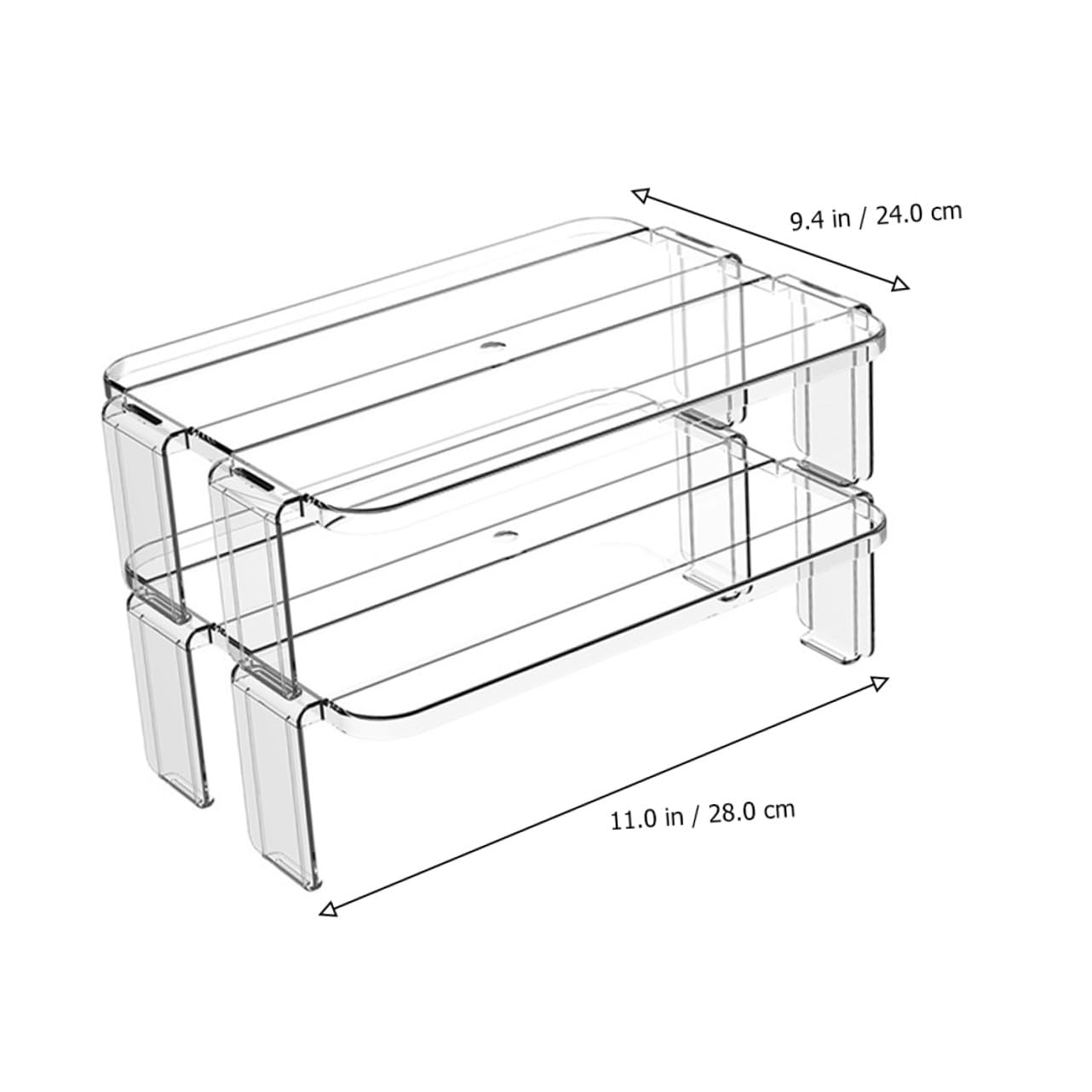 2pezzi Ripiani Trasparenti Impilabili Per Frigorifero Organizer Rimovibili Per Cucina e Ufficio Struttura Flessibile Per Riporre Alimenti e Accessori Facile Da Installare e Pulire