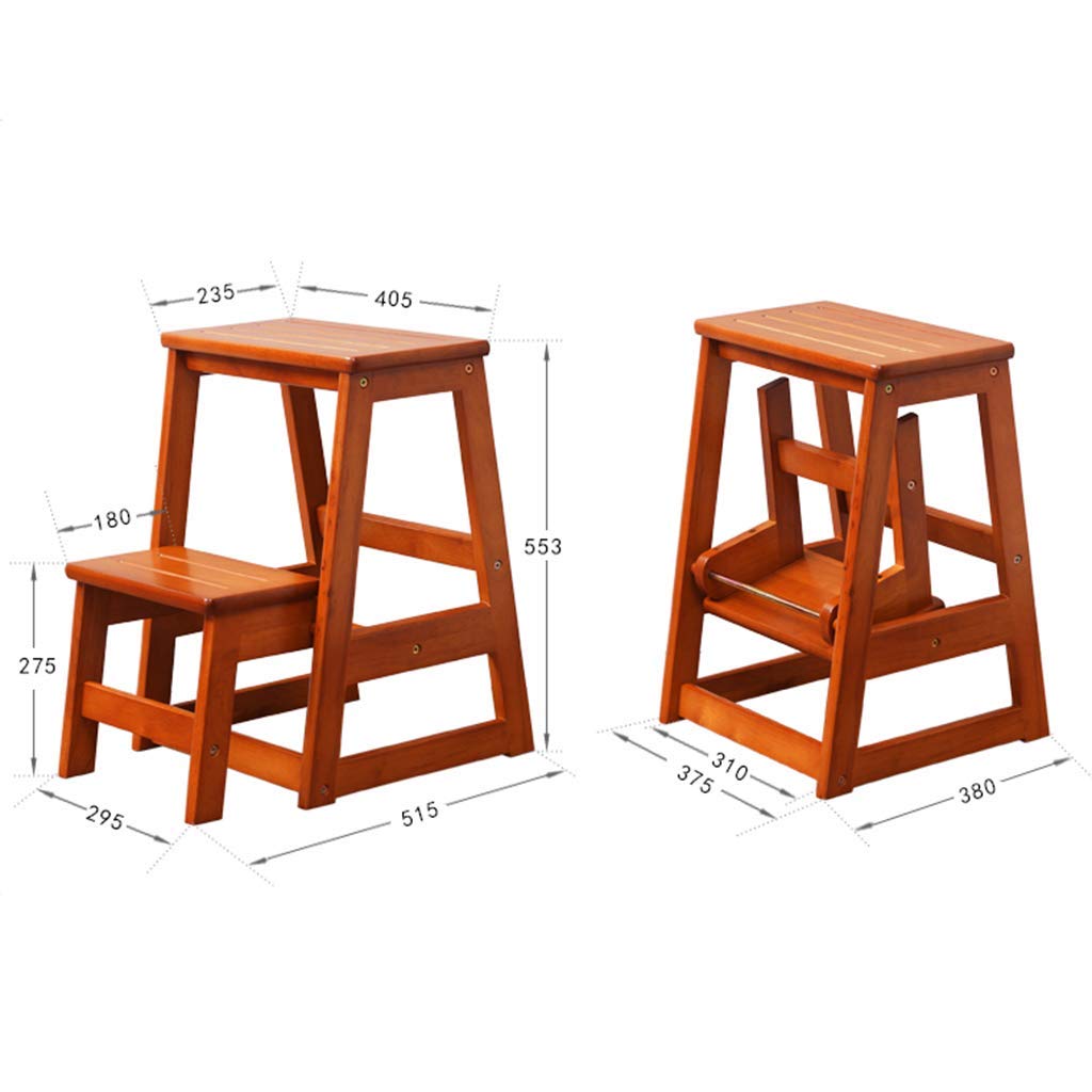 CHEWYNP Taburete Plegable fácil y Conveniente, Silla Plegable de Madera de Roble, Silla de Escalera con 2 escalones para el hogar, Biblioteca Plegable, Cocina, Oficina, escalones portátile