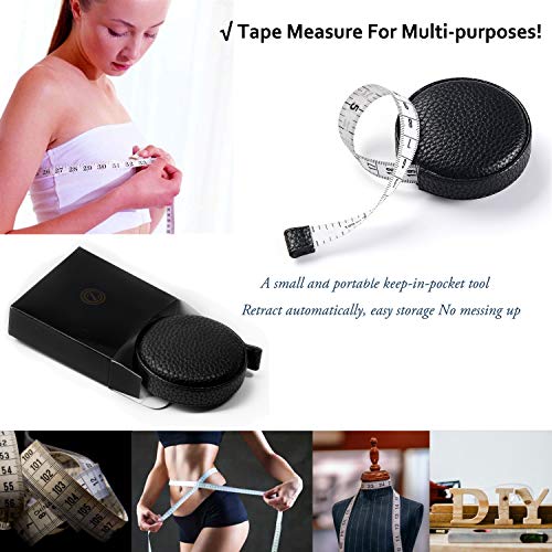 3M/120" Tape Measure Body Measuring Tape For Body Cloth Tape Measure For Sewing Fabric Tailors Medical Measurements Tape Dual Sided Leather Tape Measure Retractable (Black, 1 Pack) #TOP6