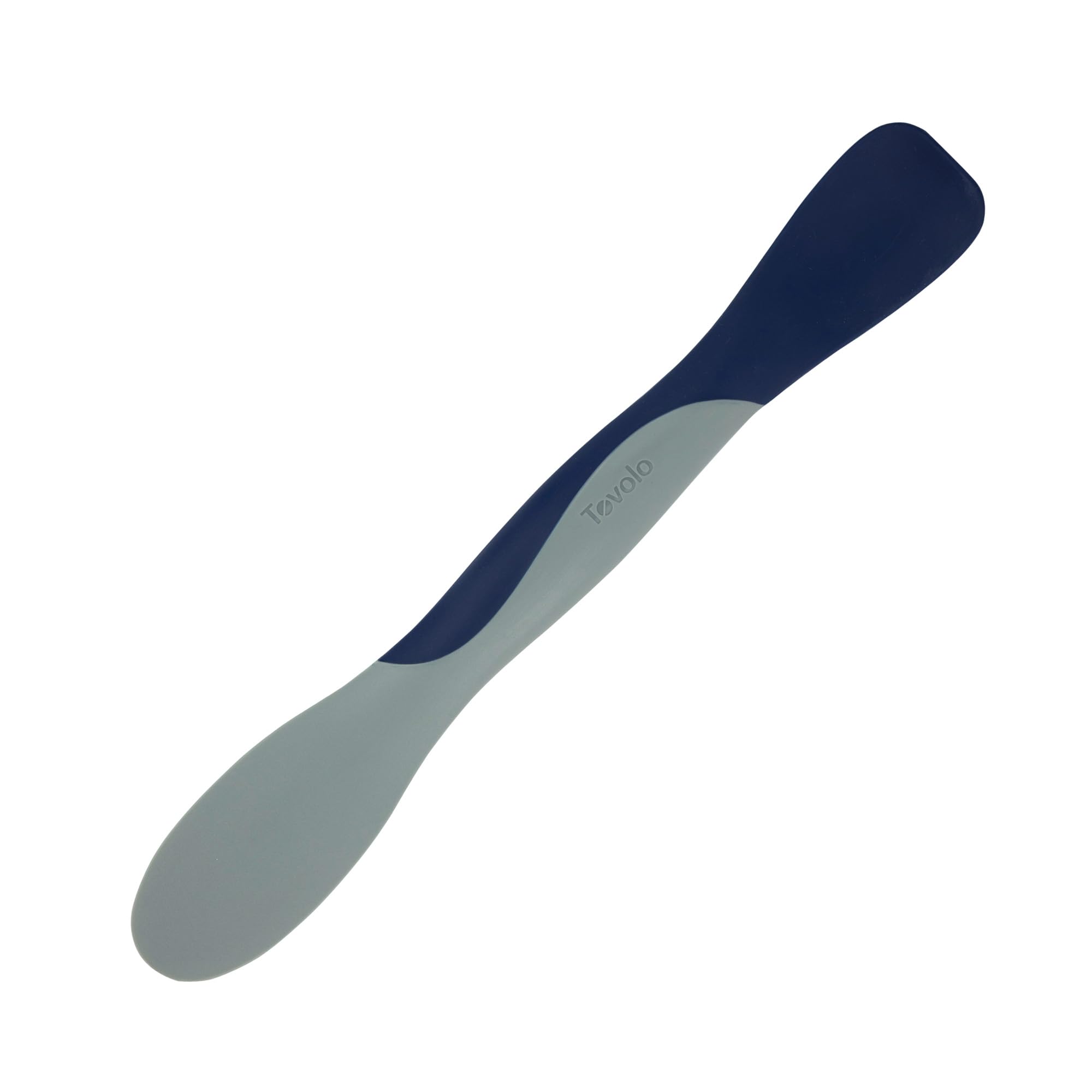 Tovolo Mini Scoop and Spread Tool for Kitchen Meal Prep Small Sandwich Spreader Spatula for Peanut Butter Jelly, Silicone BPA Free Dishwasher Safe Scooper Spreader, Deep Indigo and Oyster Gray
