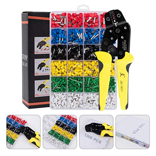 TEHAUX Kit de ferramentas de crimpagem de terminais de fio com alicate de crimpagem, terminais de ca