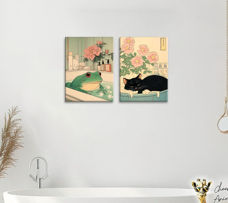 Image of Frimeeme Japanese Bathroom Wall Art 12x16 Inch