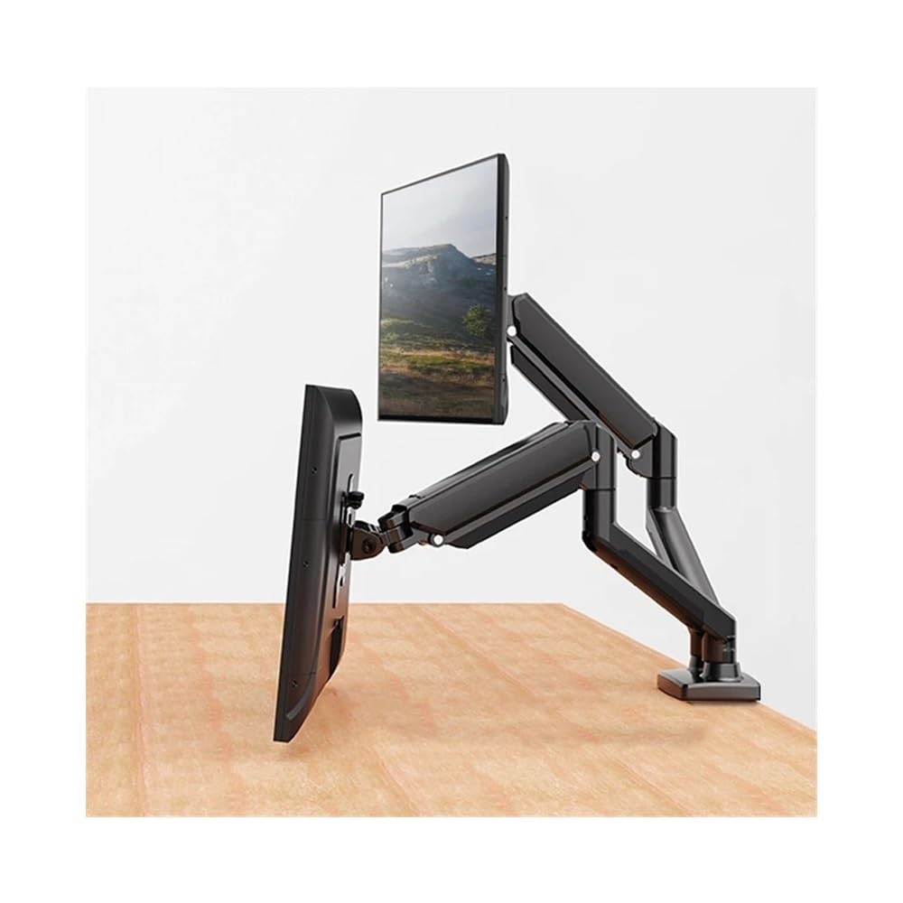 Soporte para monitor, brazo para 2 pantallas, soporte de escritorio para mesa con 2 brazos para pantallas de 13" a 32", compatible con pantallas de 2 a 8 kg, ajuste libre de 360°, accesorios de escri