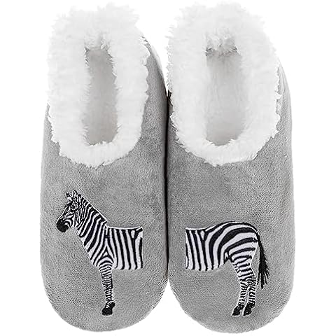 Snoozies! Zebra Sherpa Fleece Slippers Cover