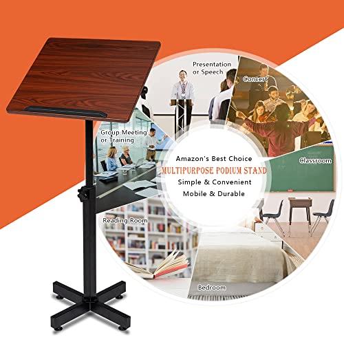 image for Bonnlo Classic Lectern Podium Stand, Height Adjustable Church Classroo