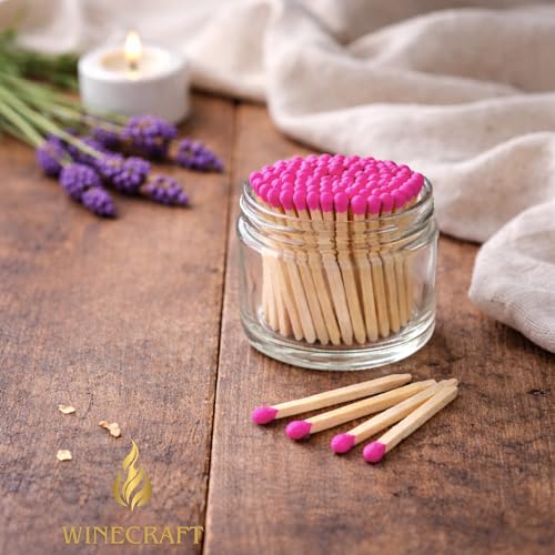 Image of 150 Count | 2 inch Pink Matches | Strikers Included | Color Tip Wooden Match | Refill for Matchstick Jars, Candle Display, Holders & Bottles | 2 in inches Long