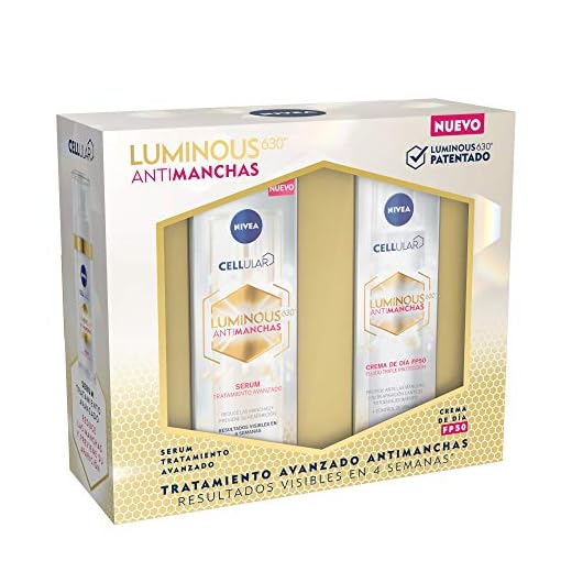 NIVEA Cellular LUMINOUS 630 Pack Antimanchas Tratamiento Avanzado, set de regalo con sérum facial (1 x 30 ml) y crema de día (1 x 40 ml) para una piel uniforme y luminosa
