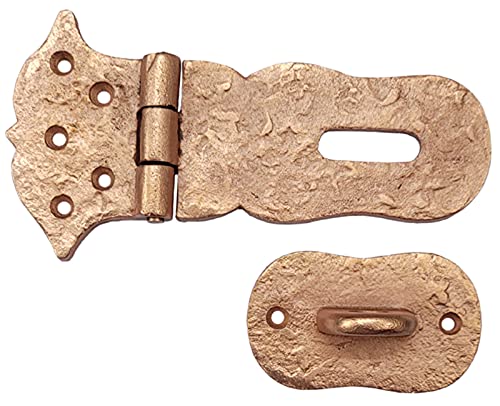 Image of Adonai Hardware inchParan inch Heavy Duty Cast Iron Safety Hasp and Staple (6 inch x 1 Pack, Copper Finish) for Vintage Pirates Treasure Chest, Trunks, Wooden Jewelry Box, Cases, Furniture and Sheds