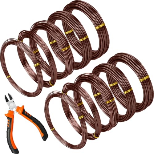 Mudder 10 Roll Bonsai Training Wire Aluminum 1/1.5/2/2.5/3mm Brown