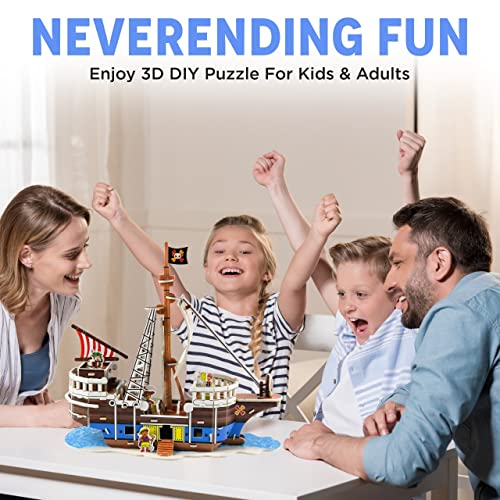 Toysical 3D Puzzle Set Q Pirate Ship Diy Sailing Boat Model Kits & Toys For Kids Gifts For Birthday, Christmas & New Year Building Hobbies, Crafts & Projects, 3D Puzzles For Kids Ages 8-10 #TOP3