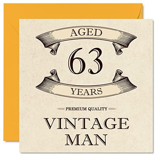 Tarjetas de cumpleaños vintage de 63 años para hombres, de 63 años, divertida tarjeta de cumpleaños para abuelo, papá, marido, tarjetas de felicitación de 145 mmx145 mm, tarjeta de cumpleaños 63