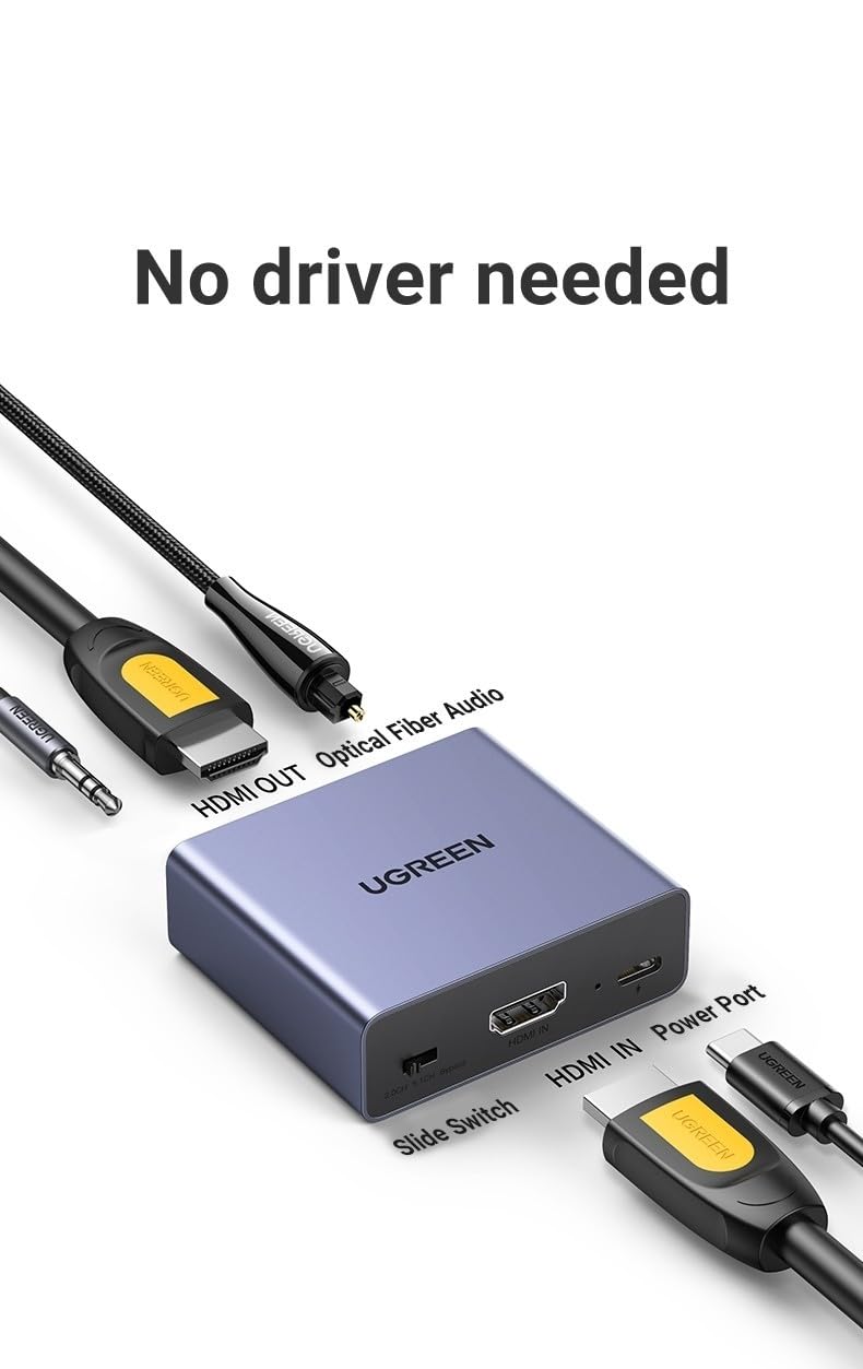 UGREEN 60649 4K@30Hz HDMI Audio Splitter with OPTICAL + 3.5mm