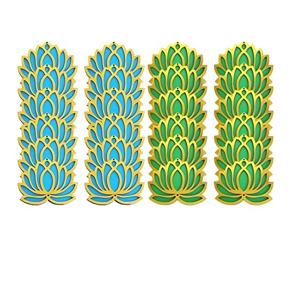 Sanvatsar Home White Golden Lotus 4 Inch Set of 24 Wooden Cutout DIY Rangoli Kit | Decorations for Diwali, Dusshera Wedding Rangoli, Pooja, Decorations, Festival Gift (blue12green12) (B0BWSSGDLL) Amazon Price History, Amazon Price Tracker