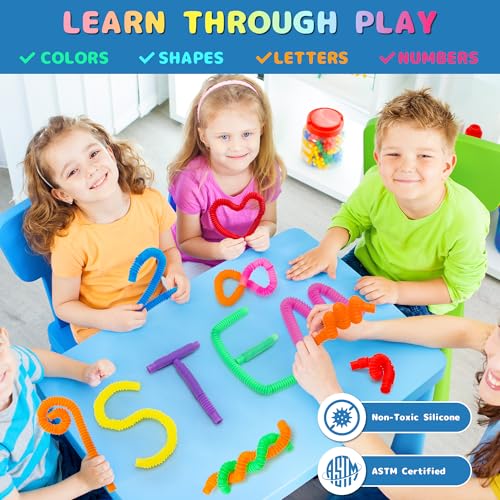Pop Tubes Sensory Toys - 30 Pack Stretchy Fidget Toys with 10 Colors, Stress Relief Toys for Kids & Adults, Autism Sensory Tools, Party Favors, Classroom Prizes, Travel & Therapy - Image 6