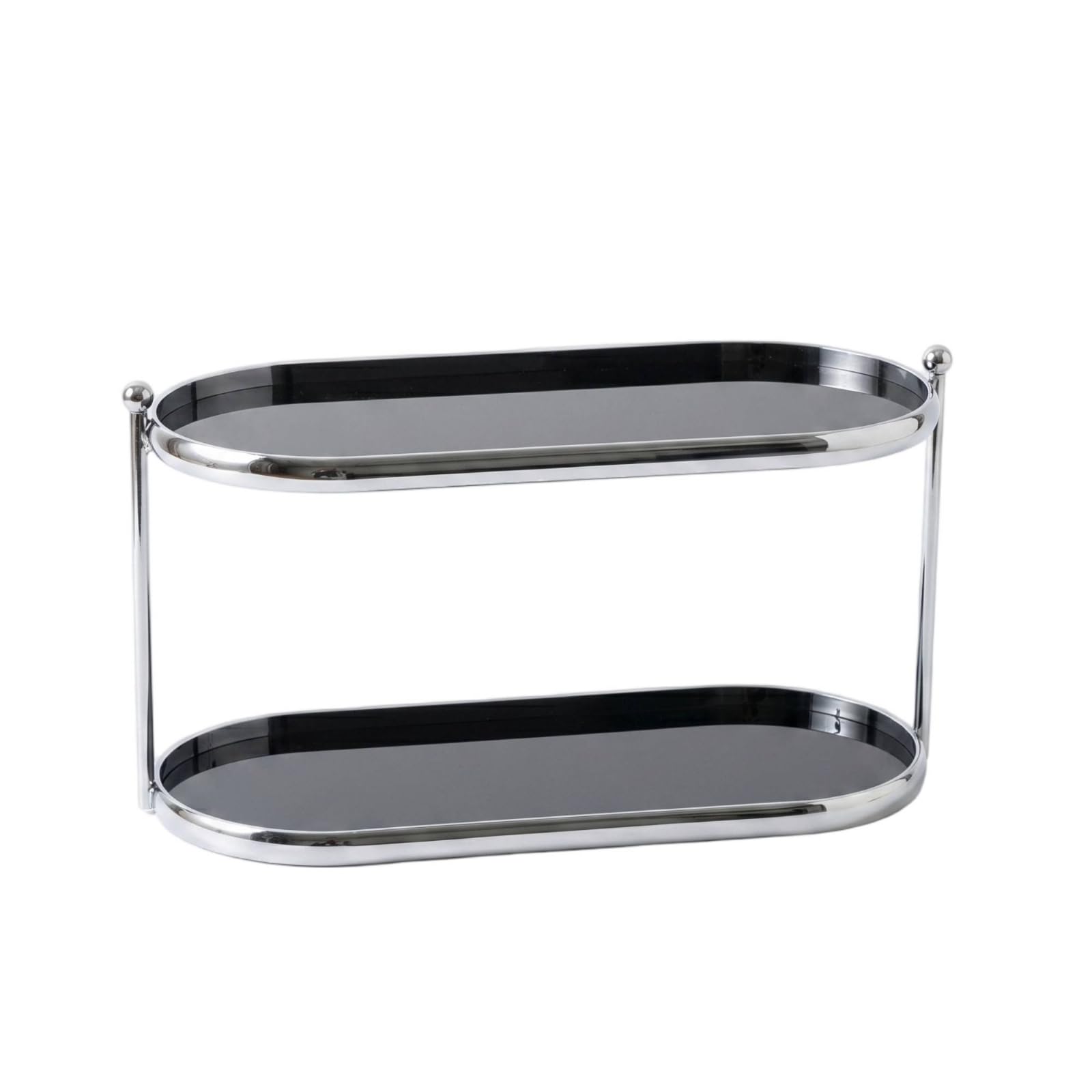 Qianly Organisateur Maquillage avec Plateaux en Acrylique Ouvert Étagère Maquillage Présentoir à Parfum pour Femmes, Noir, Crème, 2 Niveaux