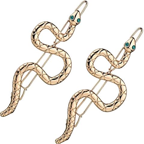 cuhair 2-pieces Alloy Crystal Rhinestone Vintage Snake Hair Clip Barrettes Hair Accessories For Women Girl Punk (2pcs gold) Cover