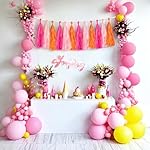 Rose red Pink and Orange Tassel Garland Banner Paper Tassels for Party Decorations,Pack of 15 - Image 5