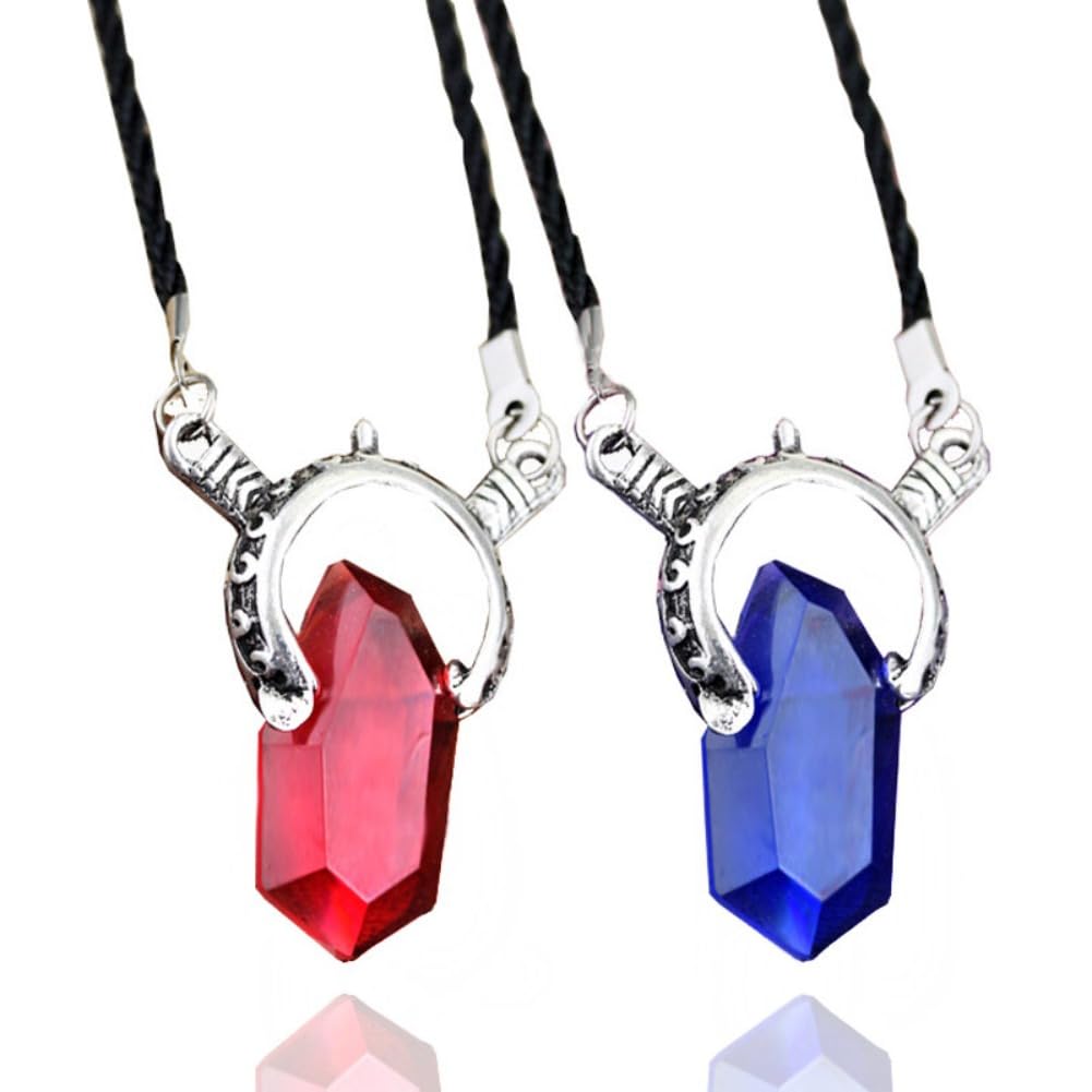MayDee Devils Cry Necklaces - Demons Hunter Dantes Soul Stone Pendant Jewelry Cosplay Accessories 2 Pcs (ColorA)