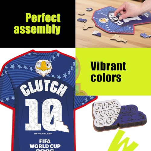 Image of Official FIFA World Cup 2026 Clutch T-Shirt Puzzles for Adults, 200 Pieces Football Merchandise Wooden Puzzles, Unique Soccer Gifts for Fans, Collectors Puzzle Sports Souvenirs | Wooden Jigsaw Puzzle