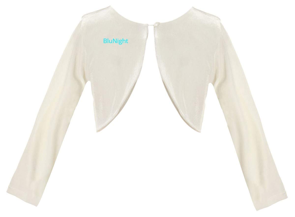 BluNight Collection Little Girls Long Sleeve One Button Velvet Bolero Sweater Jacket Dress Cover Up