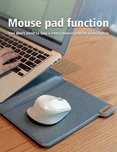 Image of Nillkin Laptop Sleeve Bag Compatible with 14-15.6 inch 3 in 1【Laptop Stand,Mouse pad】 MacBook Pro Sleeve case MacBook Air Notebook Computer PU Leather Super Padded Bag Waterproof Protective Case Gray