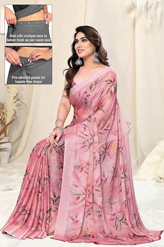 Image of MIRCHI FASHION Women's Ready to Wear 1 Minute Drape Chiffon Printed Saree with Blouse Piece