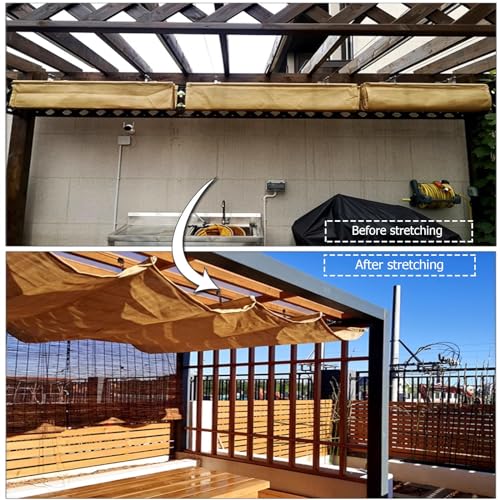 Cubierta de sombra para patio exterior y porche con toldo wave retráctil de 14 metros largo 6