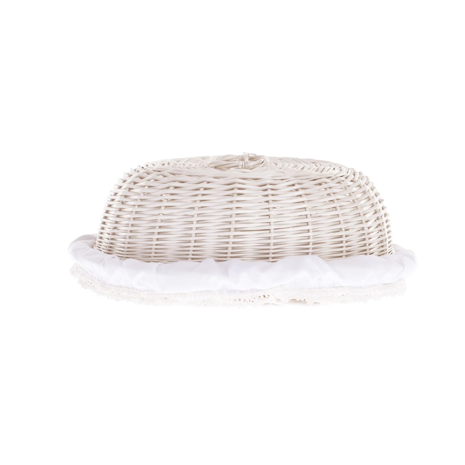 Panier de table blanc e-wicker24 comme cloche en osier pour le pain et service élégant