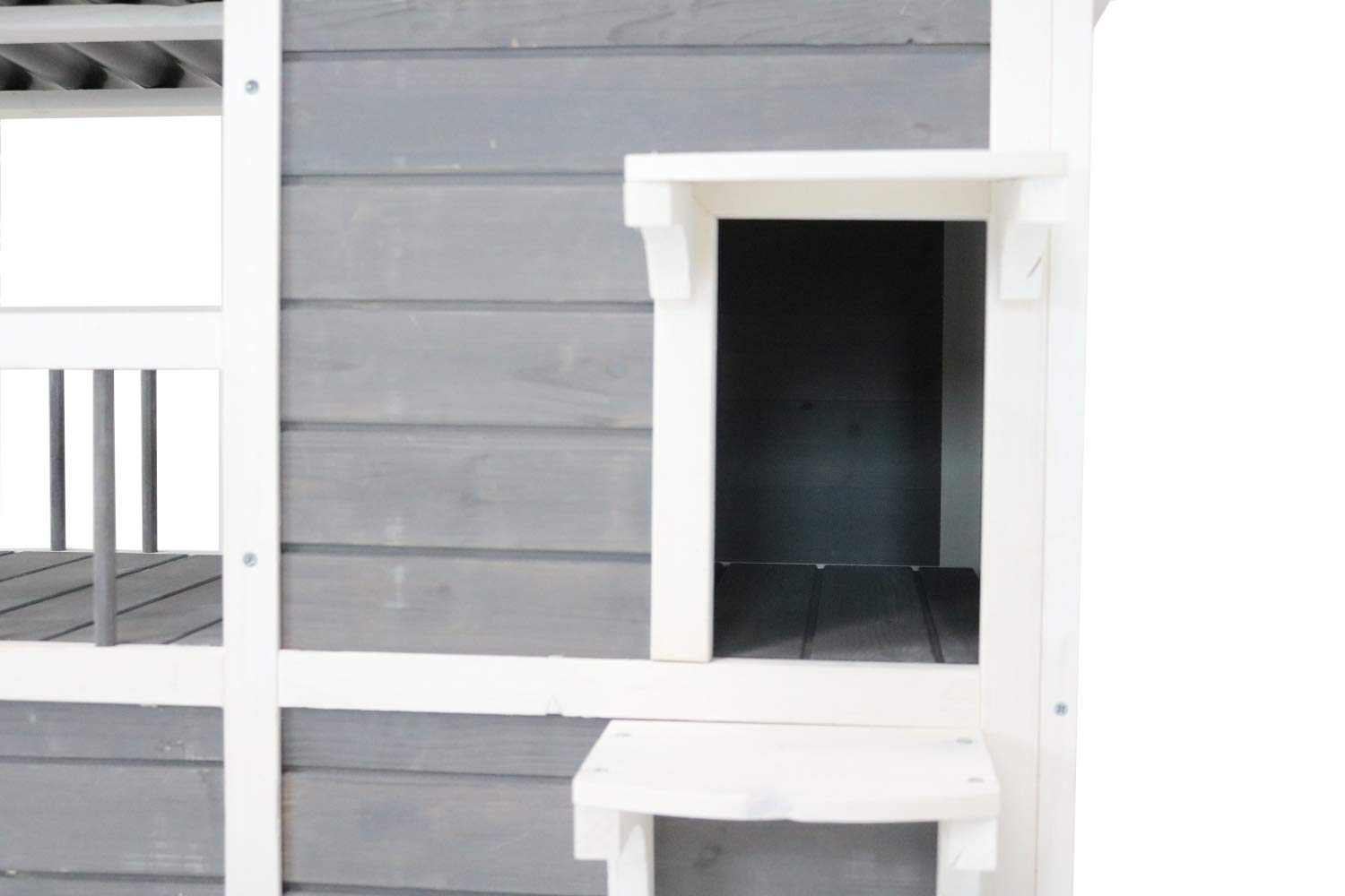 Katzenhaus 2 Etagen, Holz, grau-weiß, 87x45x90,5 cm