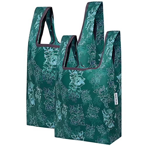 allydrew JoliBag Nylon Reusable Grocery Bag, 2 Pack, Green Rose