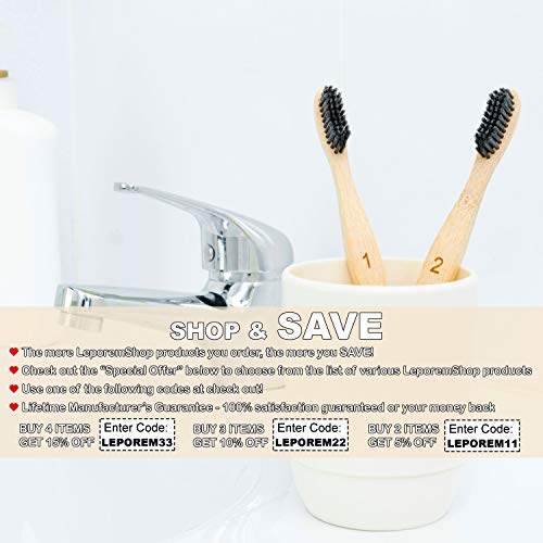 12 Individual Pack Premium Bamboo Toothbrush-All Natural Organic Waveform Toothbrushes With Charcoal Infused Bpa Free Medium Bristles, Teeth Whitening, Biodegradable Eco Friendly, Vegan, Kooler-Things #TOP5