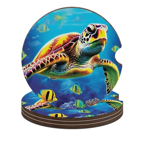 4PCS Posavasos para Auto Tortuga Marina Universal 6.5 cm miniatura 1