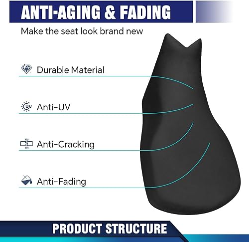 Miniatura 12 de PIT66 Funda de asiento de piel de PVC negra compatible con Honda Rancher 350 2000-2006