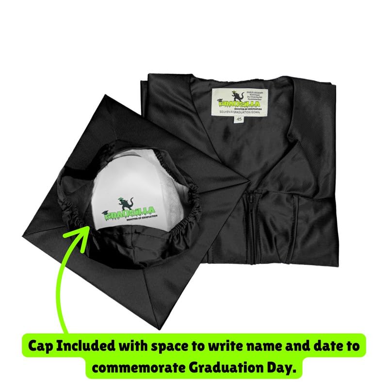 Image of Gradzilla Graduation Cap and Gown Set - Shiny Finish for High School and College, Durable Robes for Commencement Ceremonies