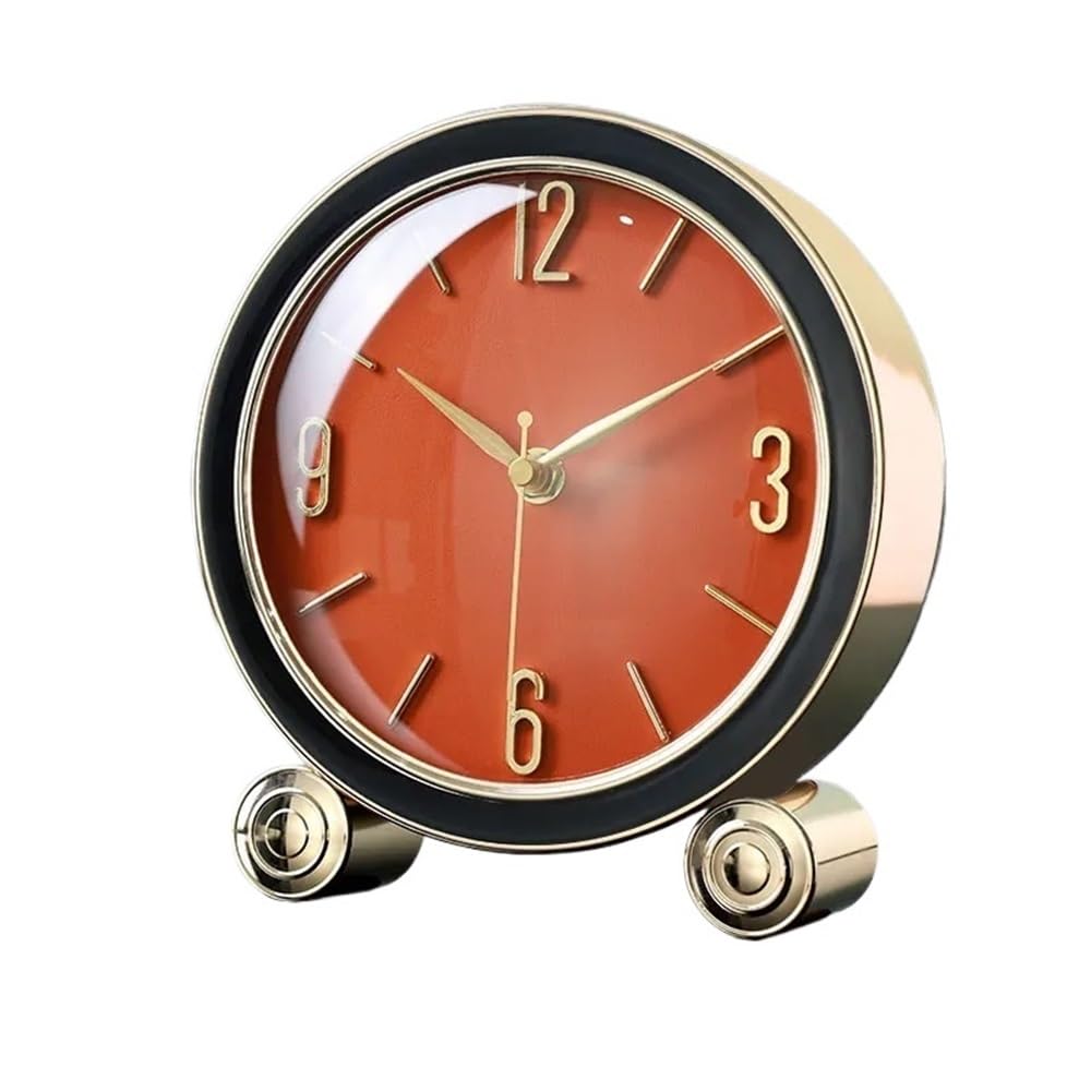 E7v2t9k6 Orange Countertop Luxury Table Clocks Living Room Modern Silent Desk Minimalist Retro Home Decor Mantlepiece Clock(Orange)