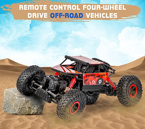 Image of Zest 4 Toyz Remote Control Rechargeable Rock Crawler Car 2.4G Radio Control rC Cars 4WD Off Road RC Monster Trucks Toys for Kids Boys (Red)