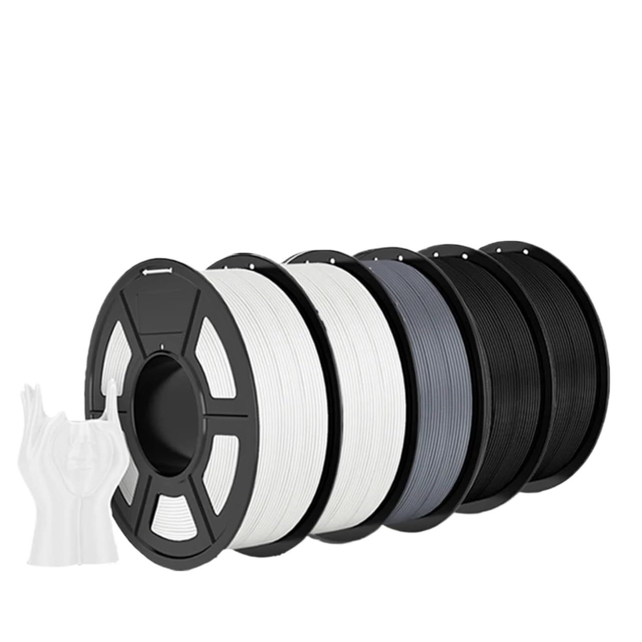 3D-Drucker Filament 5 kg/5 Rollen Hochgeschwindigkeits-Matt-PLA-3D-Drucker-Filament, 1,75 mm Set Zähigkeit(HSM PLA 2BK2WTGY)
