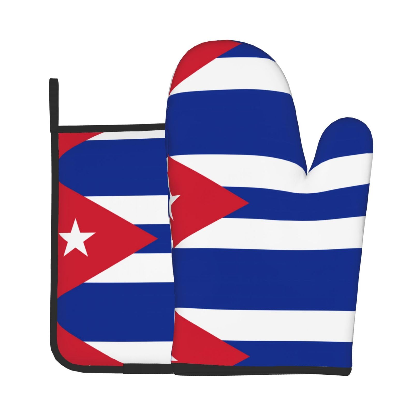 Oven Mitts and Potholders Set of 2 for Kitchen Baking Cooking GrayCuban Flag Thick and Durable