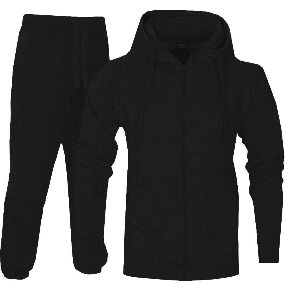 Conjunto de chándal con cremallera para hombre, forro polar, sudadera con capucha y pantalones deportivos regulares