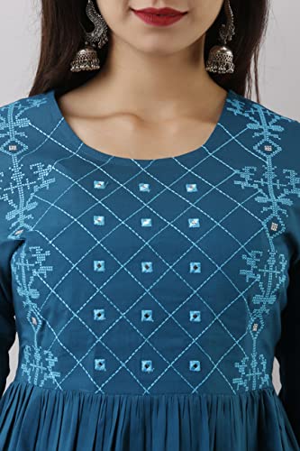 Image of Shiva Fab Short Kurti for Women | Embroidered Straight Rayon Kurta | Round Neck Full Sleeves Short Kurti for Women's