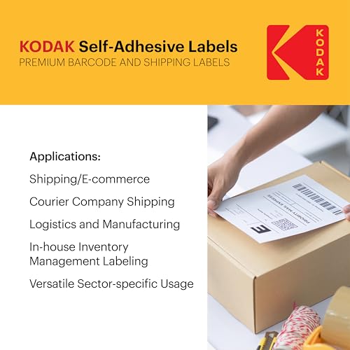 Image of Kodak 4x6 Inch Self-Adhesive Thermal Shipping Labels - Pack of 4 Rolls (400 Label per Roll) - Barcode Stickers for Label Printer - Smudge-Free & Fade-Resistant