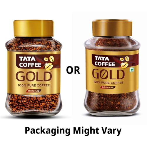 Image of Tata Coffee Gold Original, Instant & Pure Coffee Jar, 90g /95g, Freeze-Dried, Rich & Strong, Specially Sourced Robusta And Arabica Bean (Pack of 2)