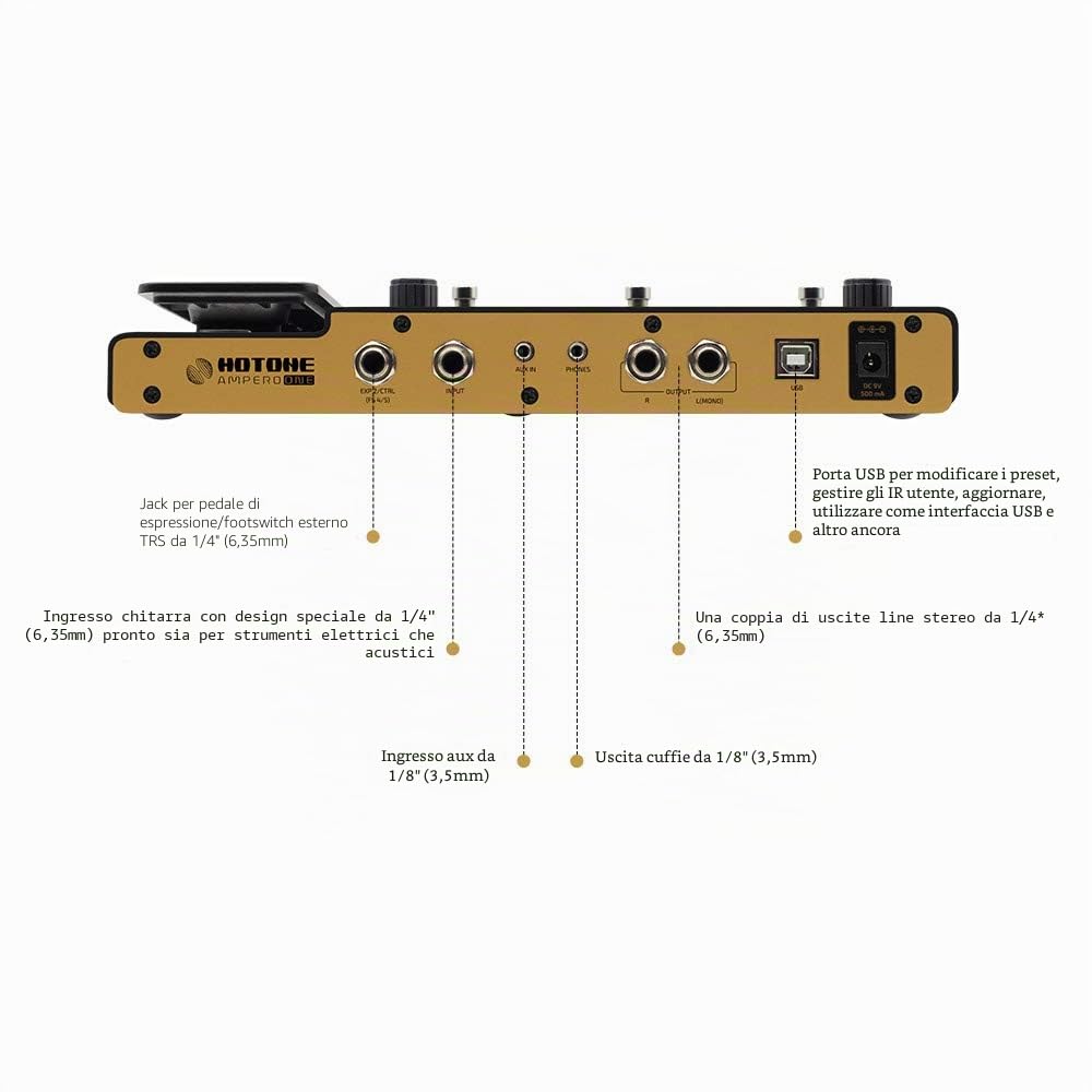 Hotone Ampero One MP-80 Amplificatore per Chitarra Basso Modellazione Armadietti IR Simulazione Multi Lingua Multi-Effetti con Pedale di Espressione Stereo OTG Interfaccia Audio USB
