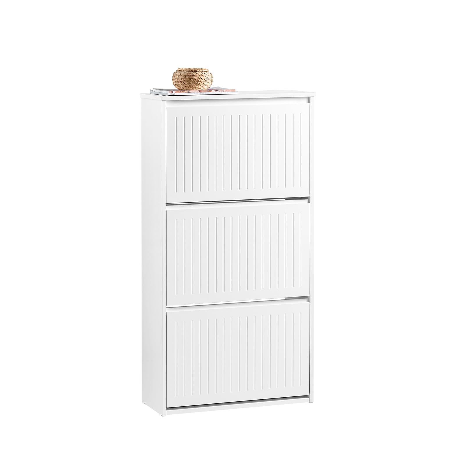 SoBuy Schuhkipper mit 3 Klappen, schmal, Weiß – BHT ca. 61 x 120 x 26 cm