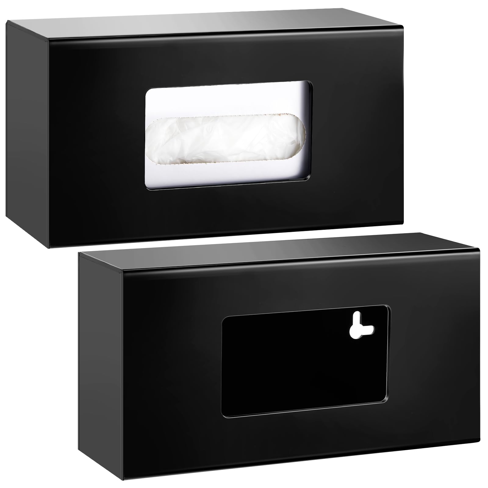Photo 1 of Thyle 2 Pcs Glove Box Holder Wall Mount Acrylic Dispenser Single Side Loaded Disposable Latex Rubber Glove Box for Kitchen, Office, Restaurant(Black)
