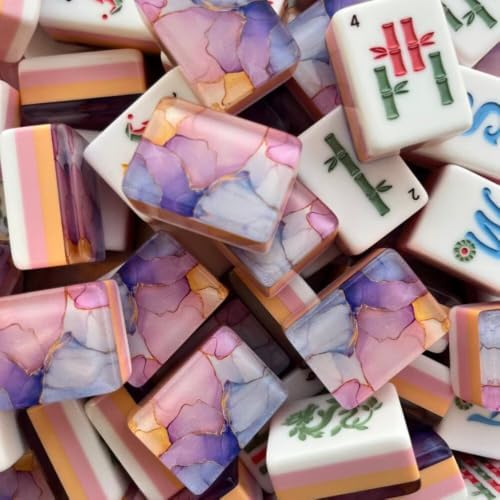 ZELQUN American Mahjong Game Set Portable Carrying Bag Acrylic Mahjong Set